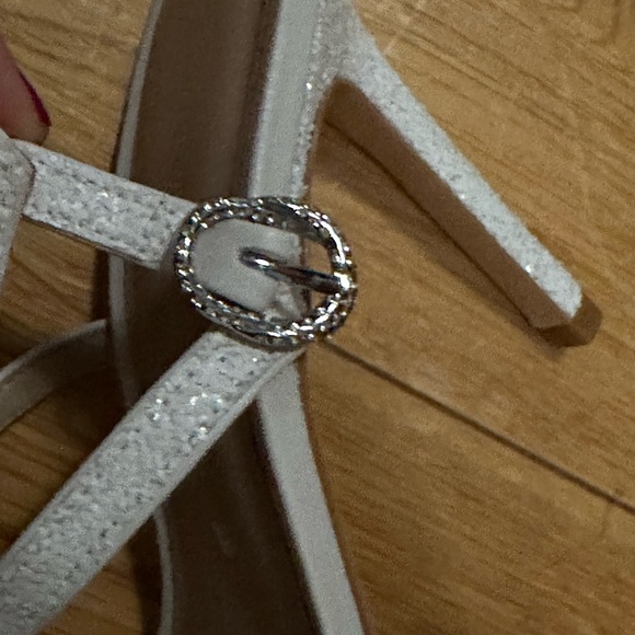 Wedding White Glitter Stuart Weitzman Strappy Heels (6) - Picture 6 of 7